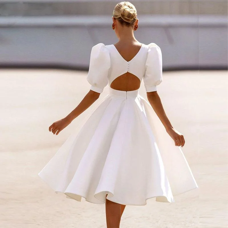 Fashion sexy big swing short-sleeved midi dress