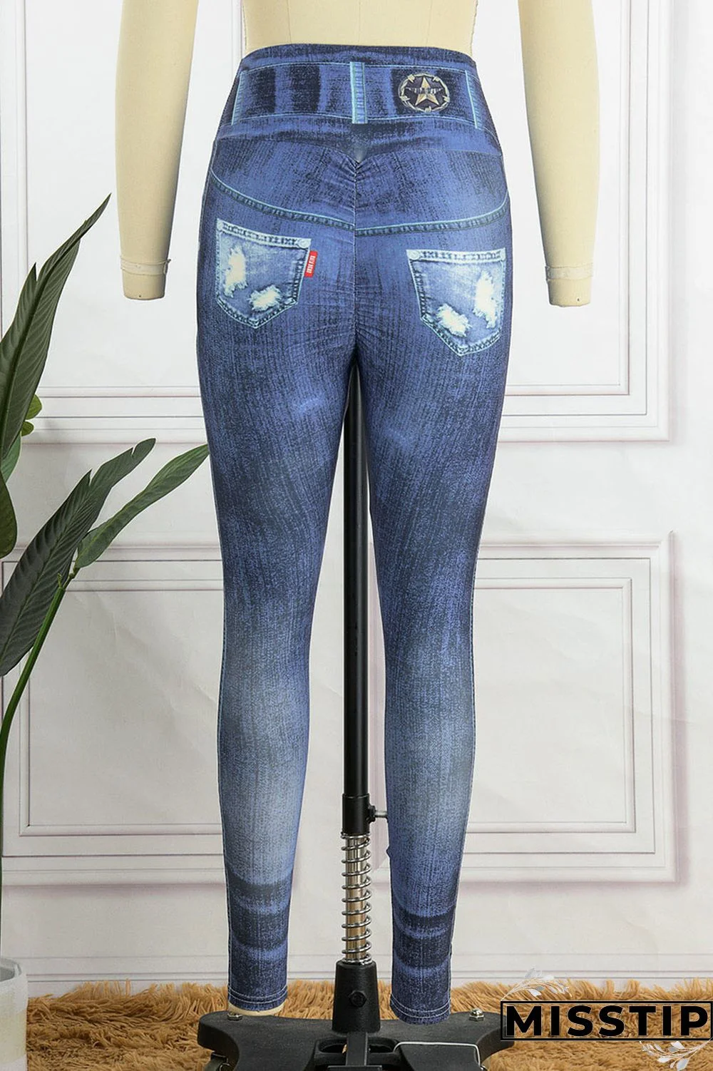 Blue Sportswear Print Patchwork