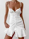Plunging Condole Belt Mini Dress