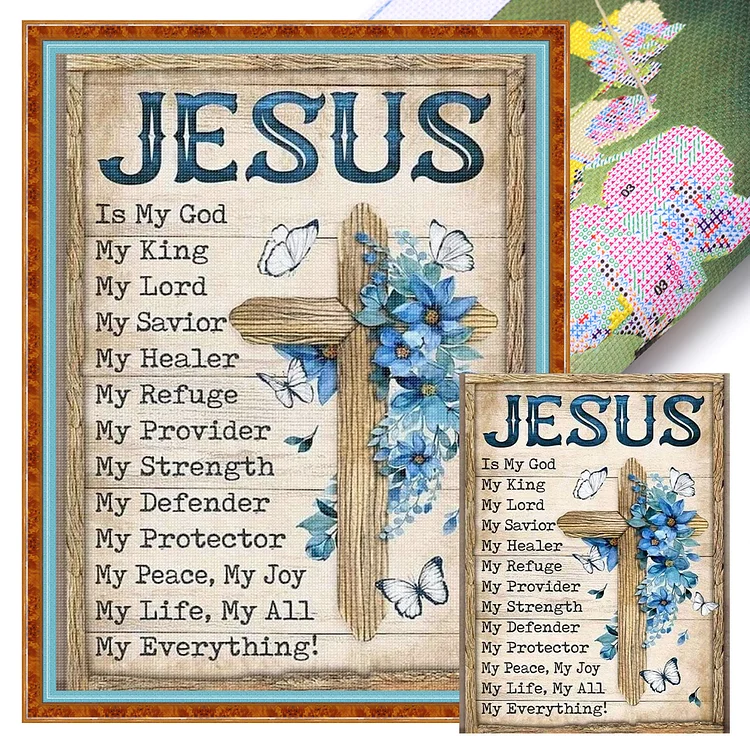 【Huacan Brand】Prayer cross 40*56cm 11CT Stamped Canvas Cross Stitch gbfke
