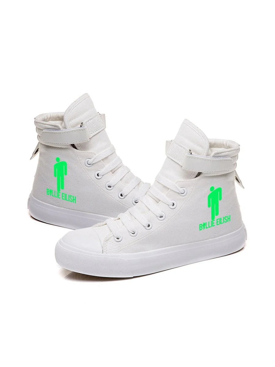 Billie Eilish Women's Shoes Lace-up Flat High-top Velcro Canvas Shoes