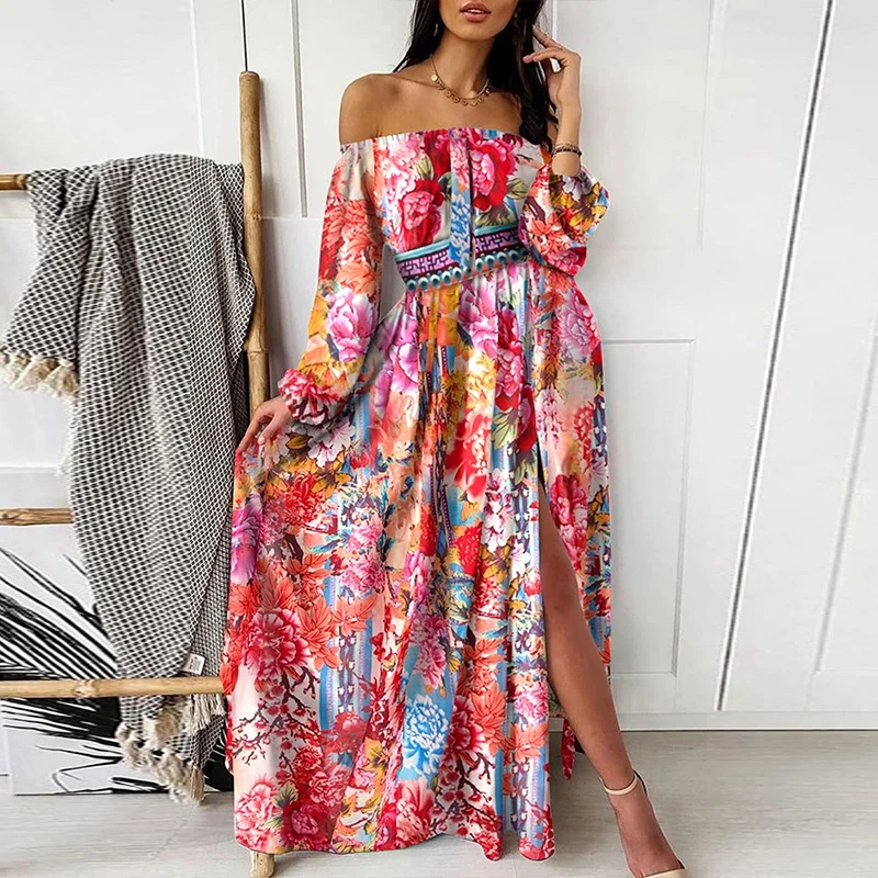 Hedging Retro Long-sleeved Big Swing Dress