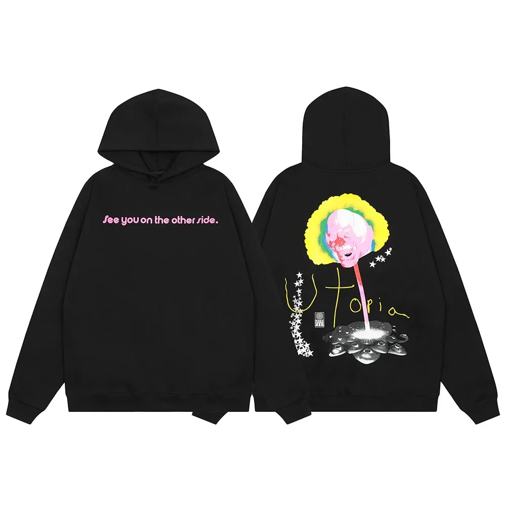 Abebey-Y2k Streetwear Letter Brown Hooded Hoodies for Men and Women Pullover Baggy Casual Sudaderas Ropa Hombre Cotton Fall Sweatshirts
