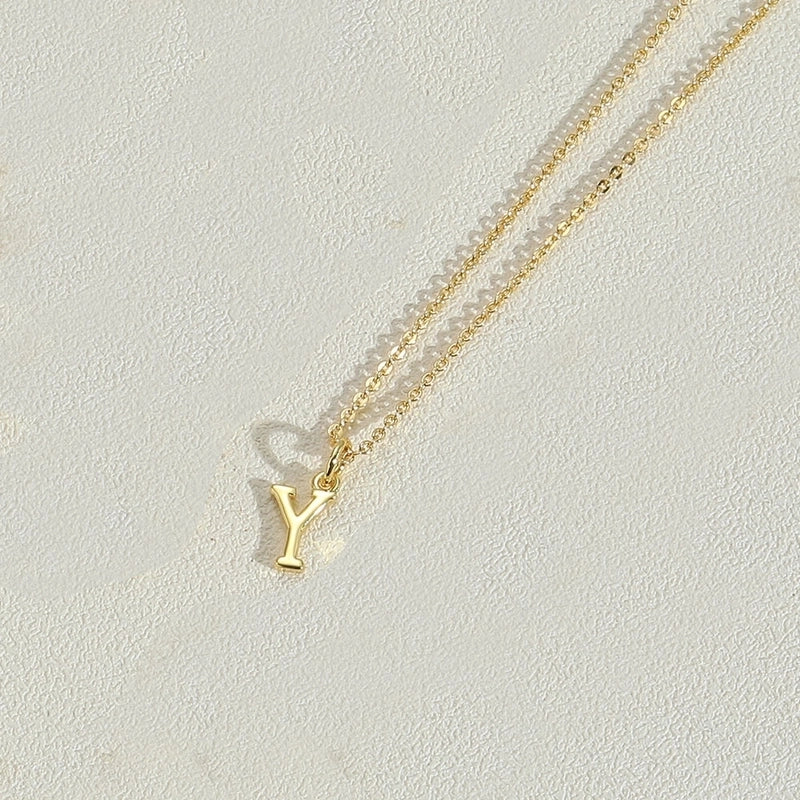 Copper 14K Gold Plated Minimalist Letter Copper Pendant Necklace