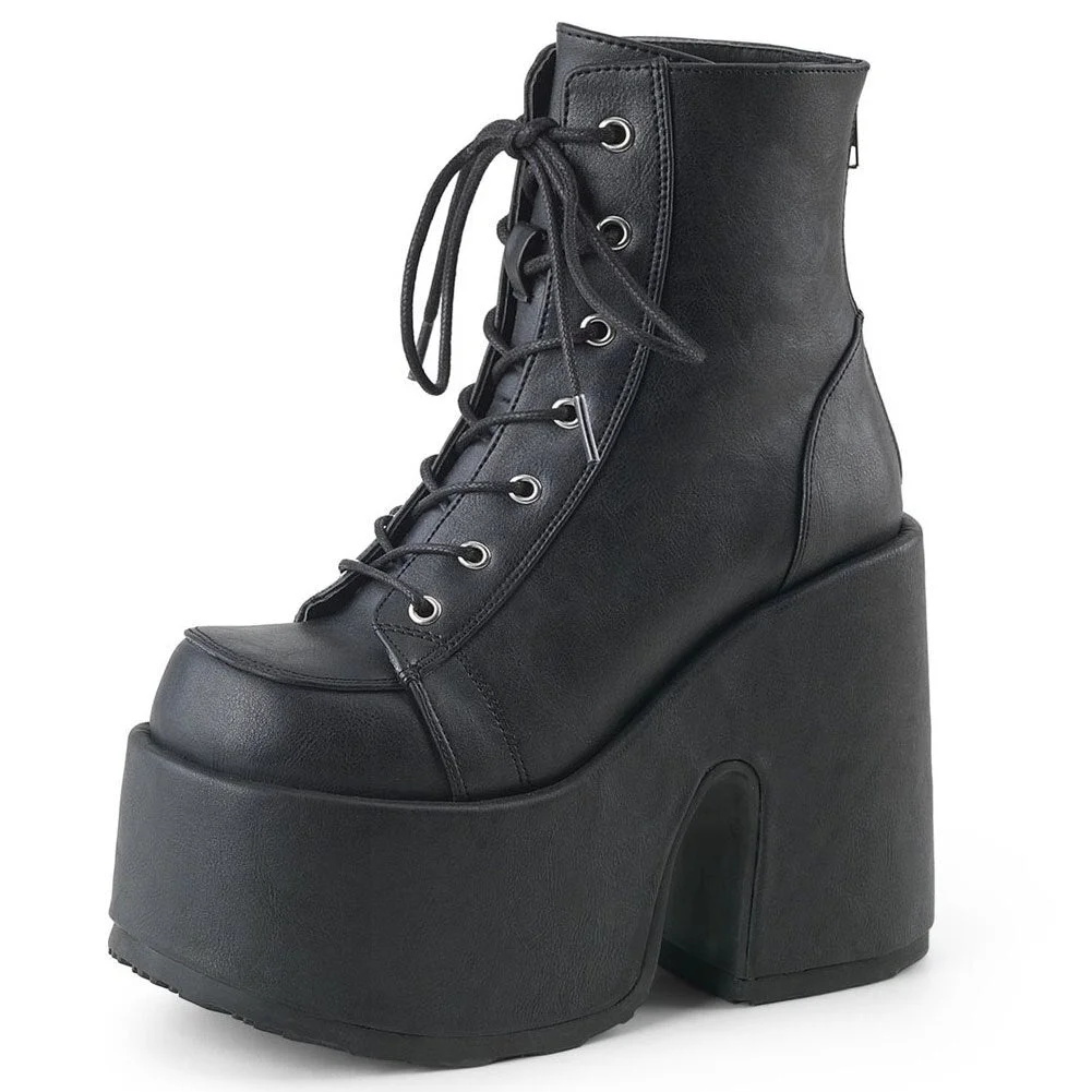 Brand New Big Size 43 Platform Gothic Style Shoelace Zipper Extreme High Block Heels Comfy Walking Motorcycles Boots Shoes Woman
