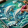 DIY Pearl Painting Dolphin for Home Decor with Frame(25x25cm)