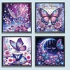 (4er Pack) Lila Schmetterling - speziell geformtes Diamond Painting - 30*30cm