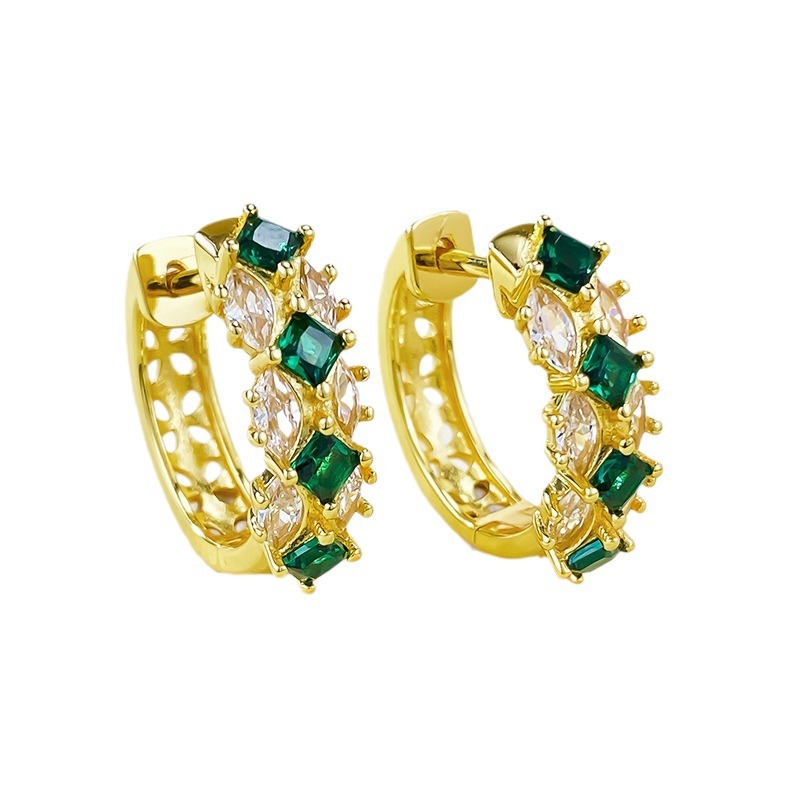 MIKAMU Jewelry: Stylish S925 Silver Women's Earrings with Fashionable Emerald Gemstones - Vintage Fashion