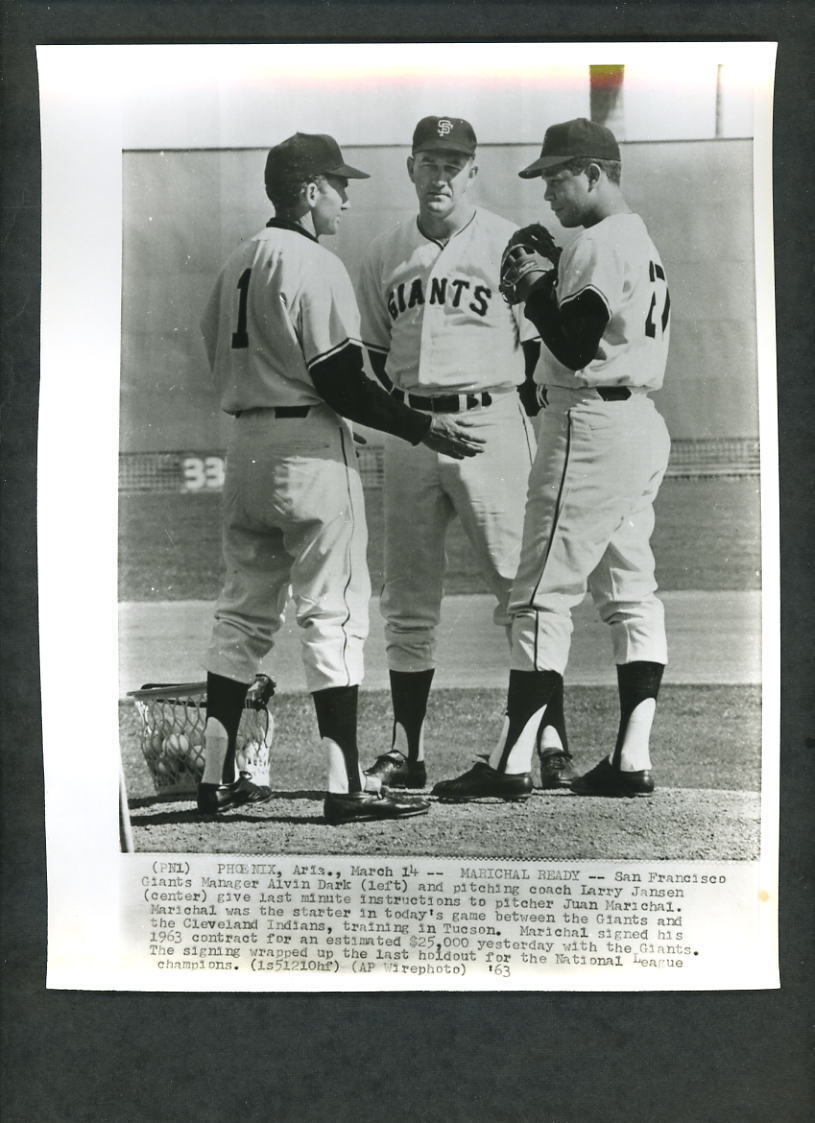 Juan Marichal 1963 Press Wire Photo Poster painting Al Dark Larry Jansen San Francisco Giants