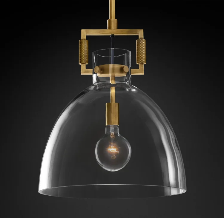 Machinists Glass Cloche Pendant Light For Dining Table Vjlight