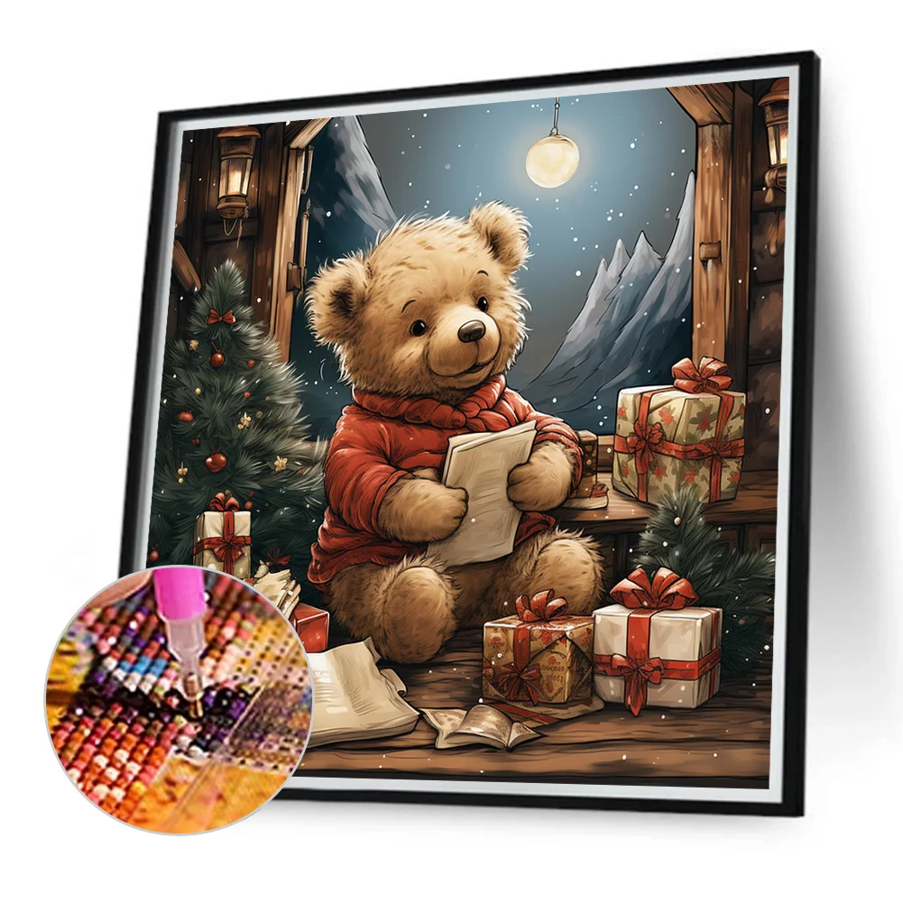 Diamond Painting - Full Round Drill - Christmas Eve Bear(Canvas|40*40cm)
