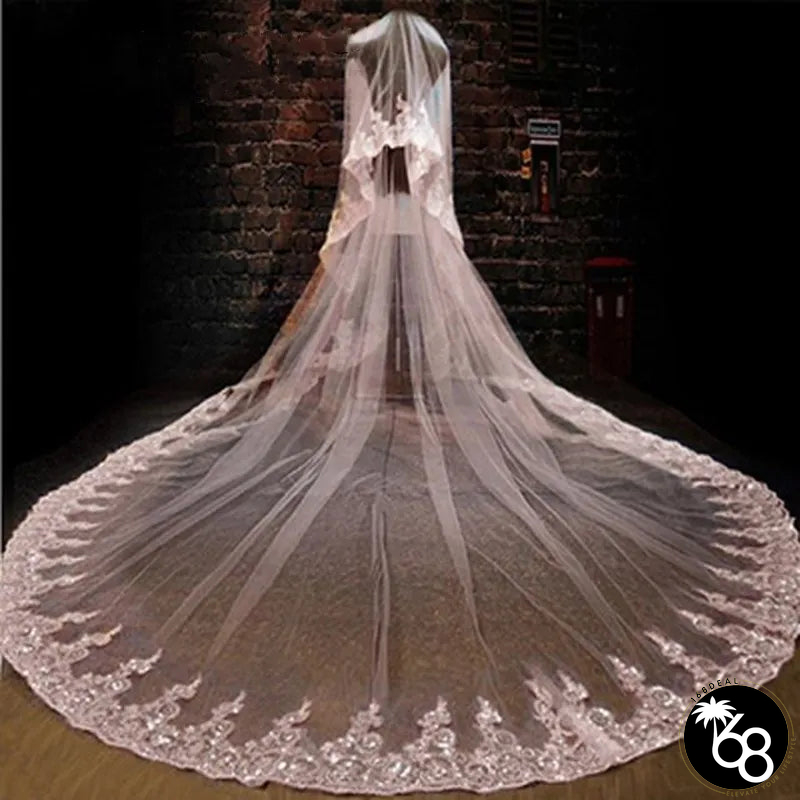 Women's Polyester Applique Edge Two-Layer Embroidery Bridal Veils | 168DEAL