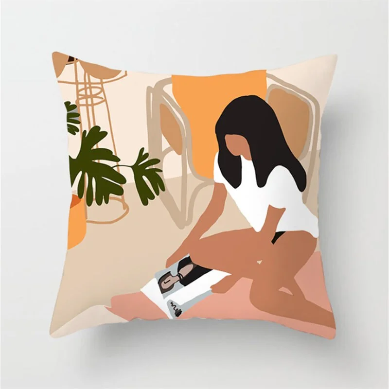 INS Nordic Morandi Cushion Cover Geometric Beauty Flower Art Pillow Cover Bed Car Office Decorative Pillowcase Modern Home Decor