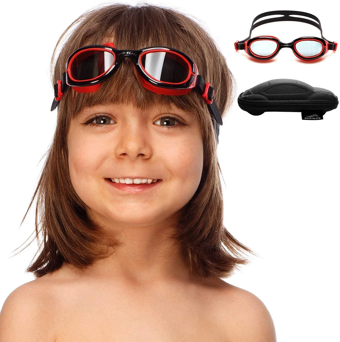 Kids Goggles for Swimming with Fun Car Hard Case for Kids & Toddlers Age 2-8 Years Old