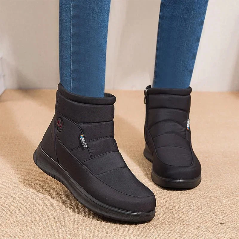 Plush Waterproof Flat Ankle Boots