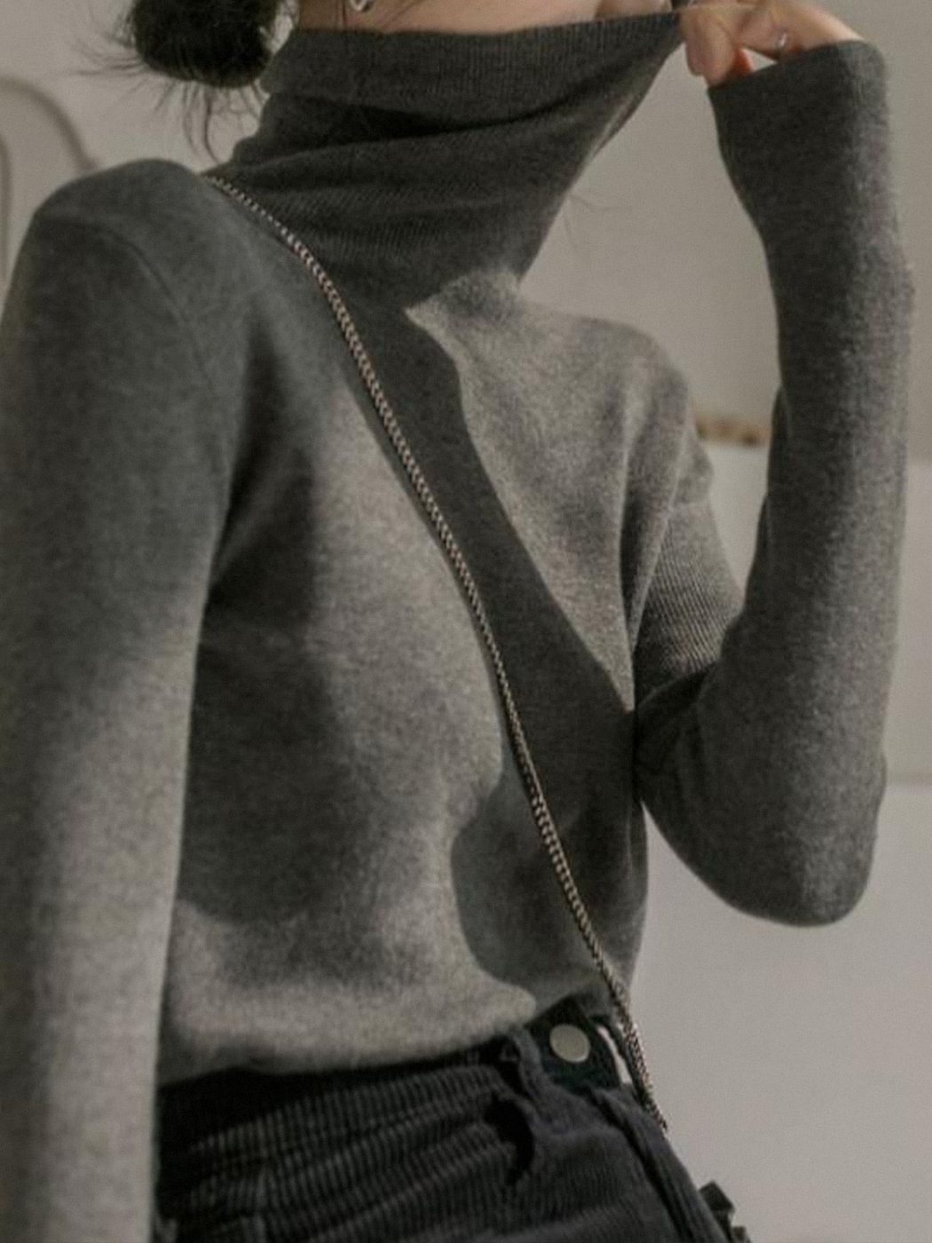 Stretch Pullover Turtleneck Bottoming Top