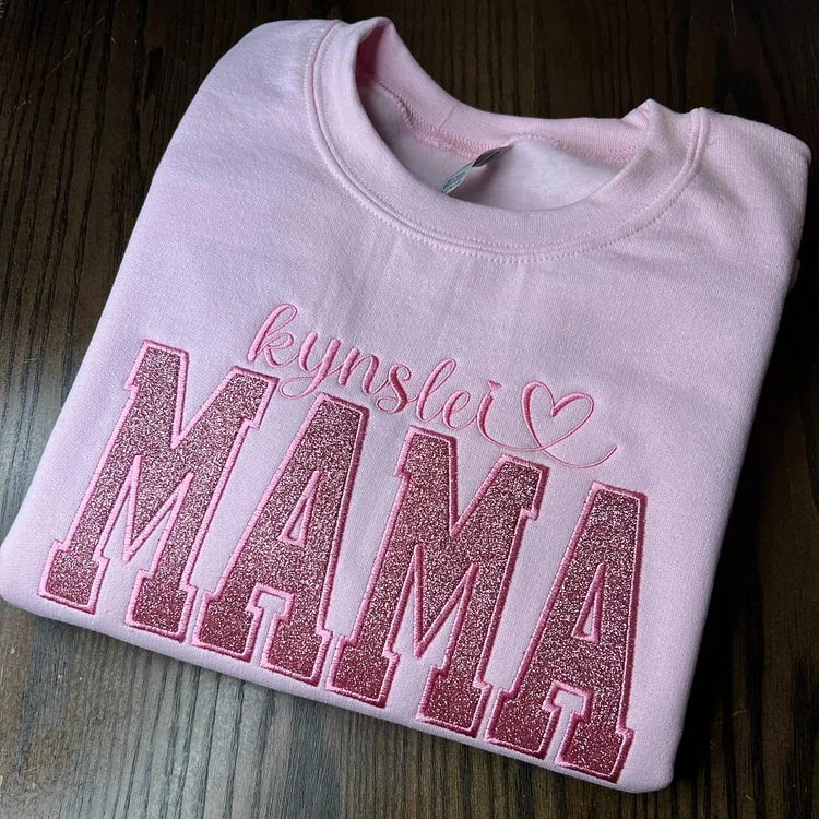 Custom Glitter MAMA Sequin Embroidered Sweater, Shiny Gift for Mom