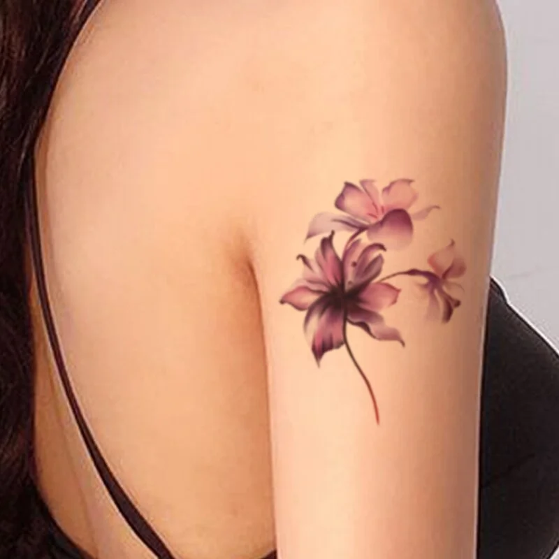 Temporary Tattoo Stickers Watercolor Rose Magnolia Flower Leaves Fake Tattoos Waterproof Tatoos Arm Large Size for Women Girl