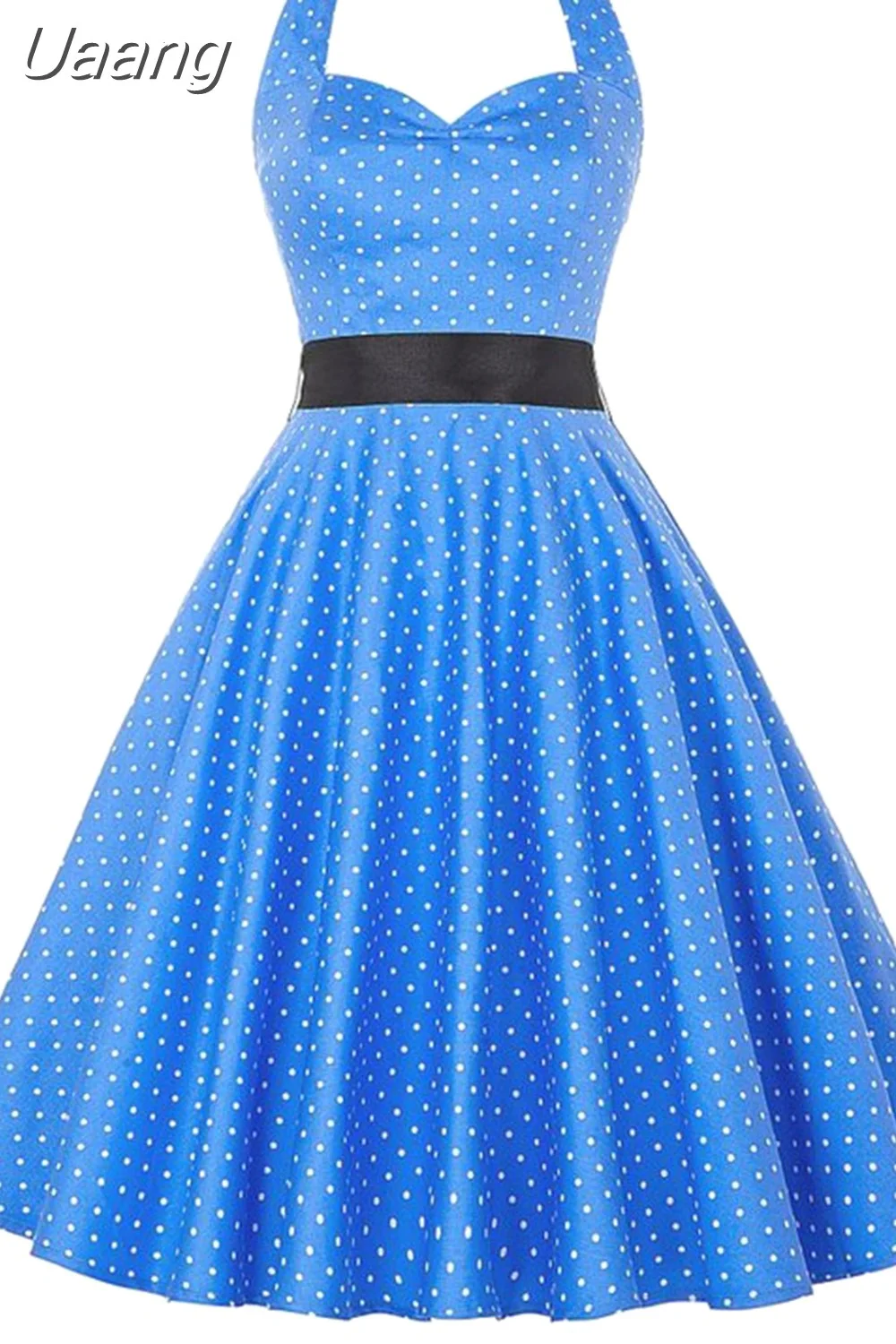 Uaang Polka Dot Halter Vintage Dress 50s 60s Gothic Pin Up Rockabilly Dress Robe Femme Sexy Retro Party Dress