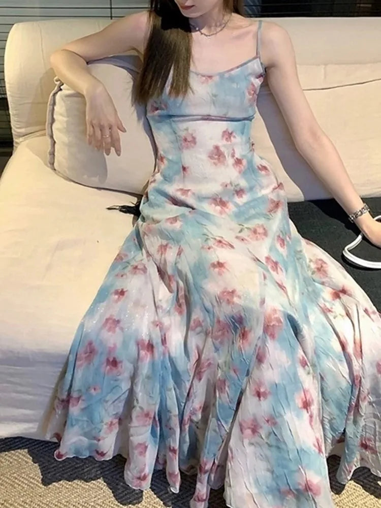 Aiertu Summer Women Fashion New Casual Midi Dress Spaghetti Strap Elegant A-Line Beach Maxi Vestidos Female Party Clothes Mujers New Aiertu