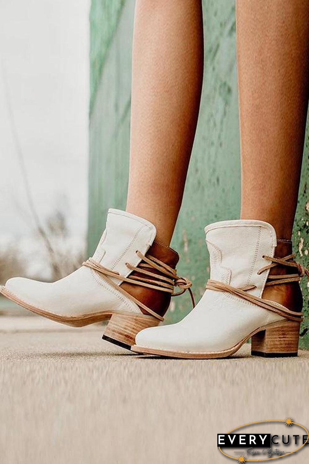 Lace Up Chunky Heels Ankle Boots
