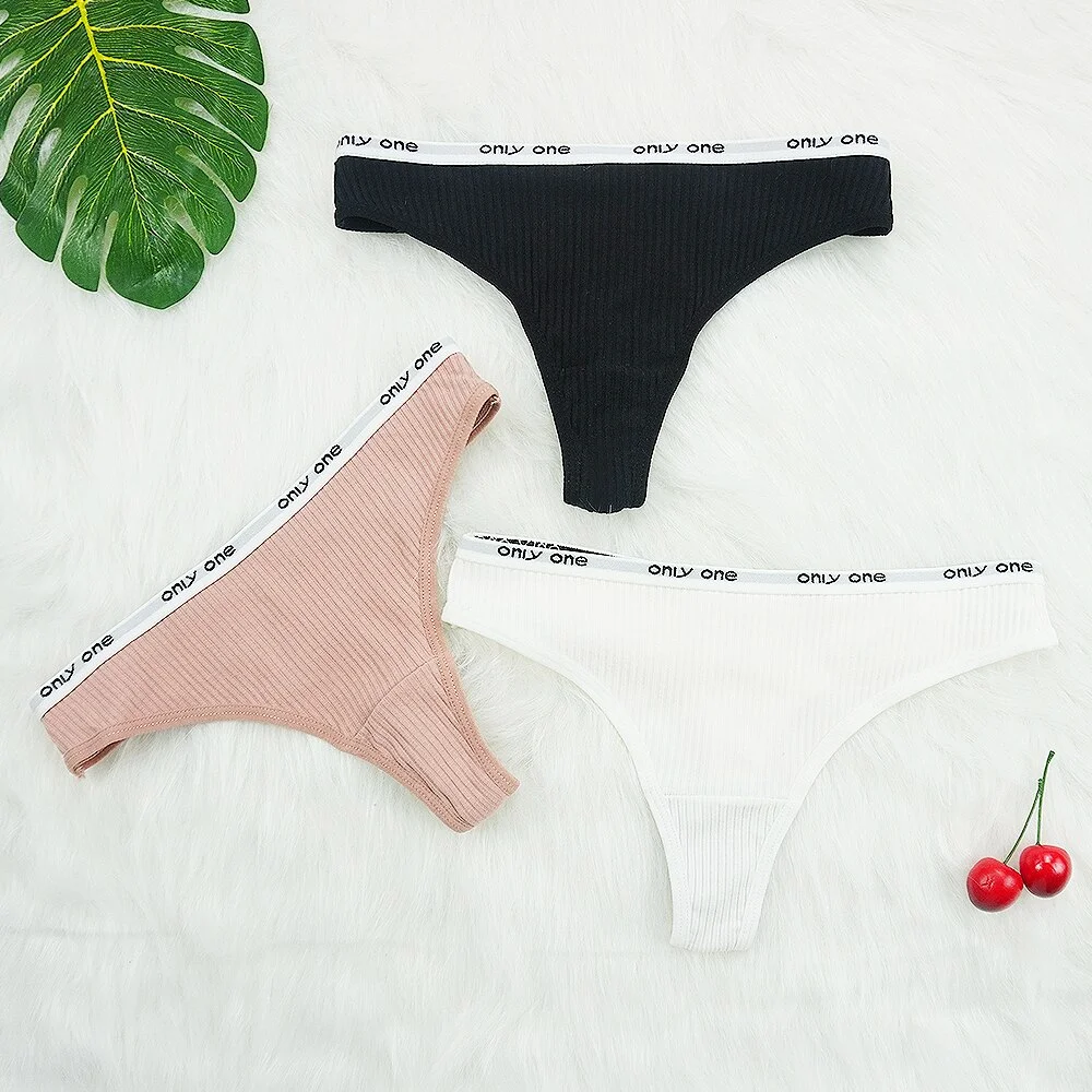 Billionm Sexy Panties for Women Thongs Bikini Ladies Lingerie Underwear Cotton Breathable Sporty Thread Letter Low Rise T Back