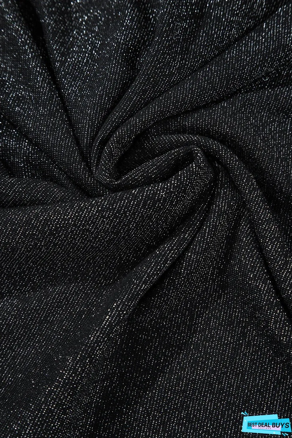 Black Metallic Bowknot Open Back V Neck Top