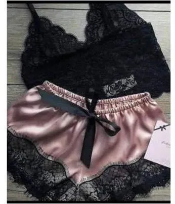 Churchf Summer Lady Simulation Silk Sling Princess Pajamas Sexy Extremely Tempting Two Sets Of Underwear Pyjamas Homewear
