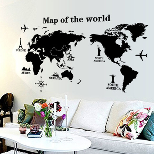 

Map of the World Removable PVC Decal Wall Sticker Home Decor Art Hot, 501 Original