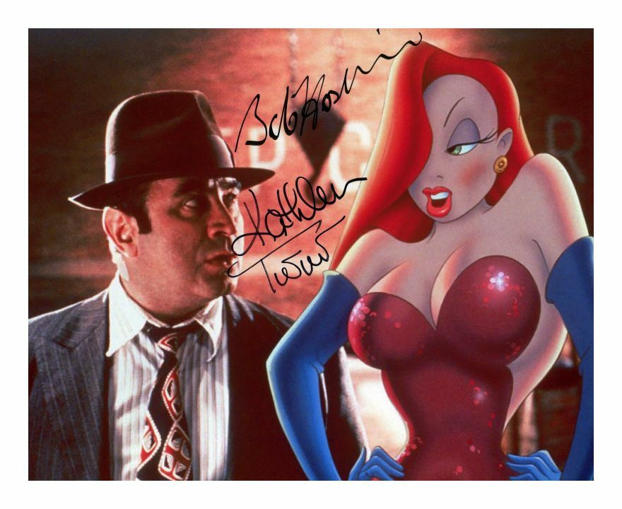 BOB HOSKINS & KATHLEEN TURNER - WHO FRAMED ROGER RABBIT AUTOGRAPH SIGNED P Photo Poster painting