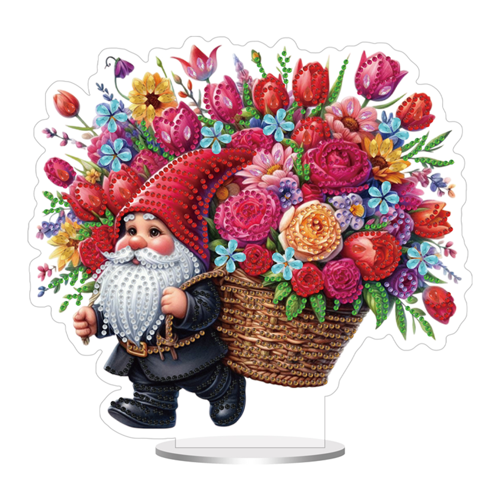 Acrylic Special Shape Gnome Flower 5D DIY Diamond Painting Tabletop Decorations