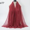 Pleated Linen Cotton Scarf Woolen Edge Women Hijab Shawl