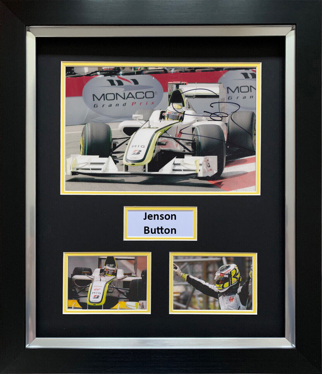 JENSON BUTTON HAND SIGNED FRAMED Photo Poster painting DISPLAY - BRAWN - F1 AUTOGRAPH.