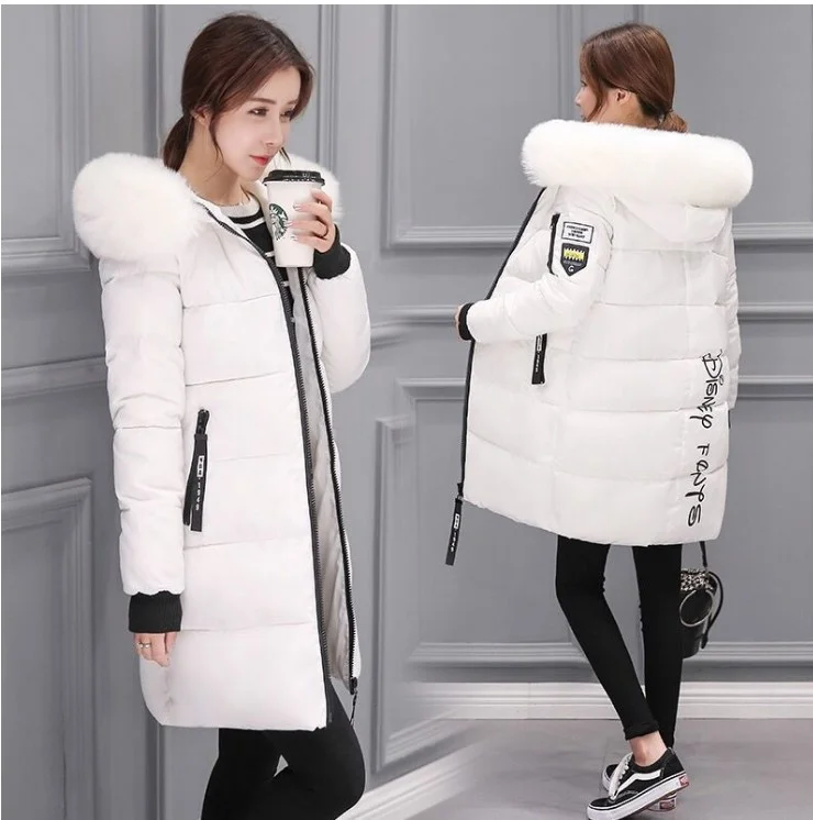 Toloer Cotton-Padded Clothes Female In The Long 2024 Winter New Large Size Women's Korean Version Cotton-Padded Clothes Big Wool Collar Thick Cotton-Padded Jacket Coat-Outfit Ideas