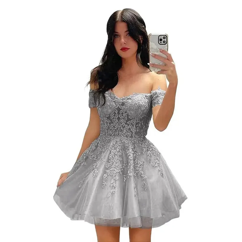 Brownm Brownm Women's Prom Evening Dress Short A Swing 2025 New Cocktail Party Shoulder Princess Dress