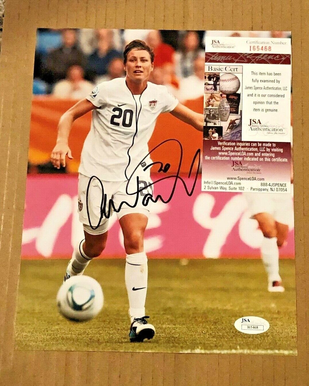 ABBY WAMBACH SIGNED 8X10 WORLD CUP SOCCER Photo Poster painting JSA CERTIFIED