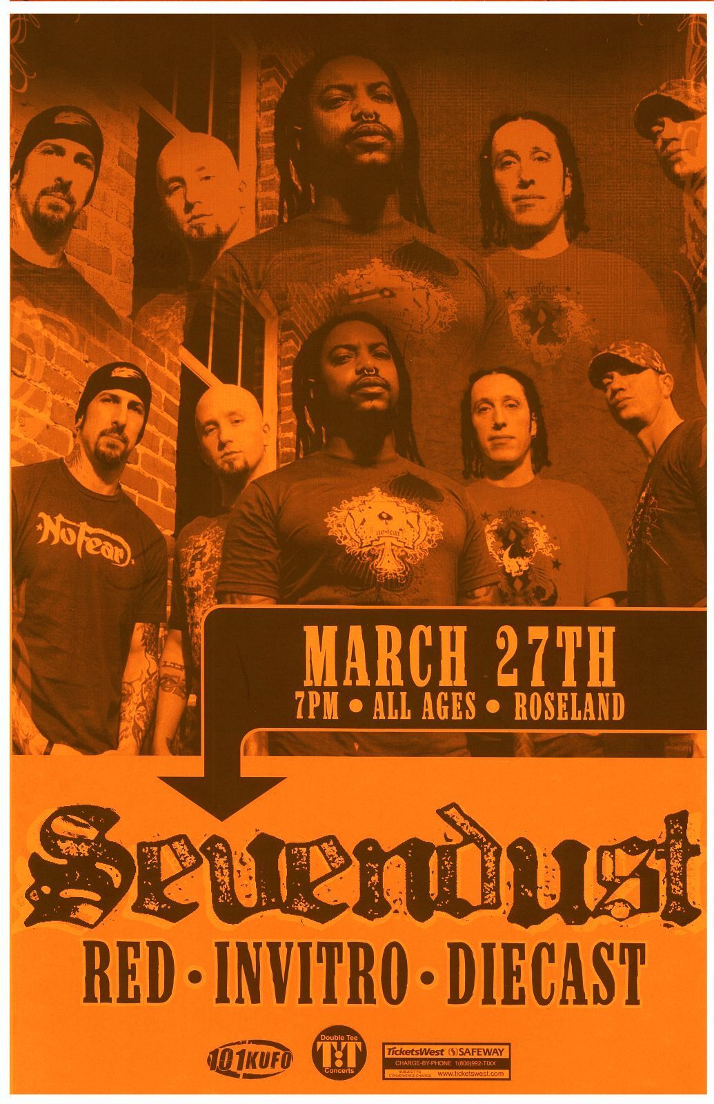 SEVENDUST 2007 Gig POSTER Portland Oregon Concert