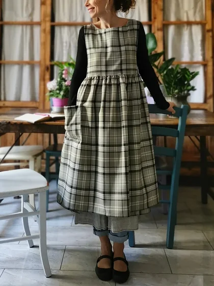 Blue, Green and Red Tartan Apron