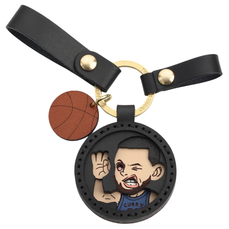 Stephen Curry Personalized Handmade Leather Keychain
