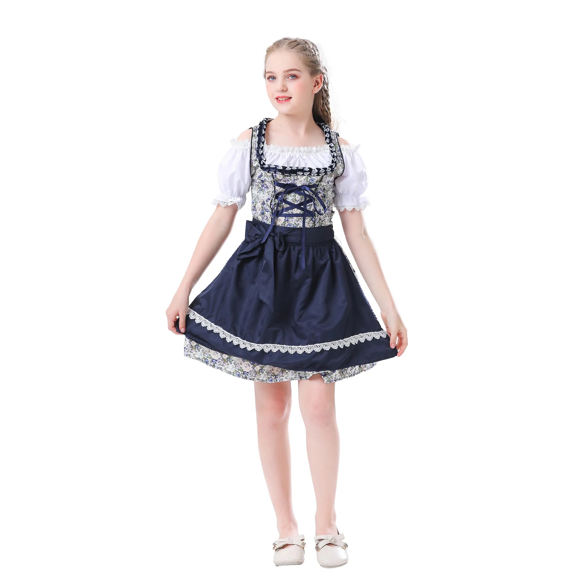 [Wetrose] In Stock Lolita Girl Cosplay Costume Halloween Rose Flower Dress Baiuvarii Mid Age Europe Style Kid Kids's Germany Set