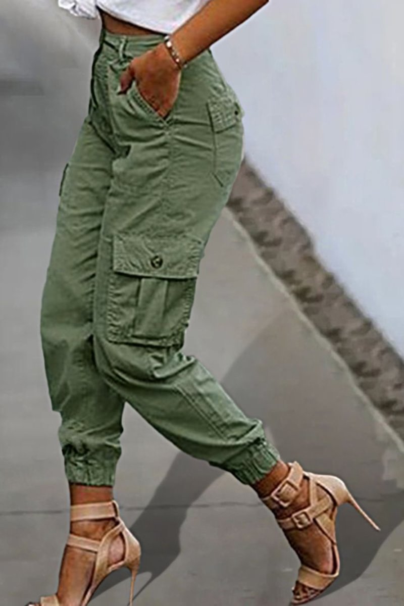 Flap Pocket High Rise Cargo Pants