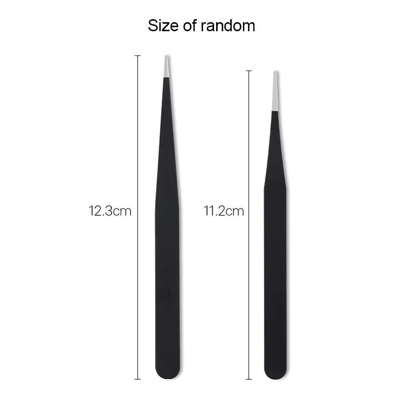 Straight Nail Tweezers with Silicone Pressing Head for 3D Sticker Rhinestones Water Sticker Picker Nails Tools Stainless Steel-Nail Inspo