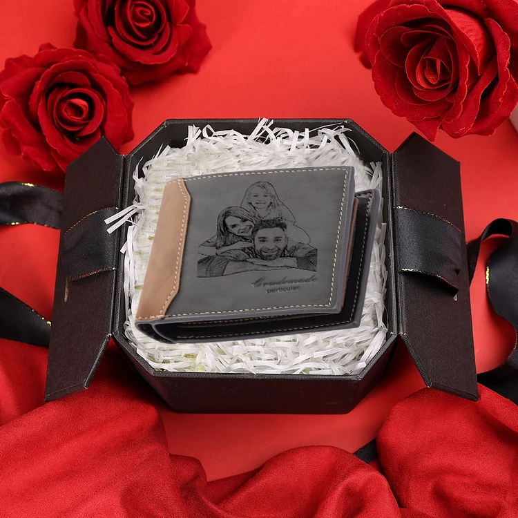 Portafoglio in PU pelle 1 foto e 1 nome e 1 lettera personalizzati regalo per papà