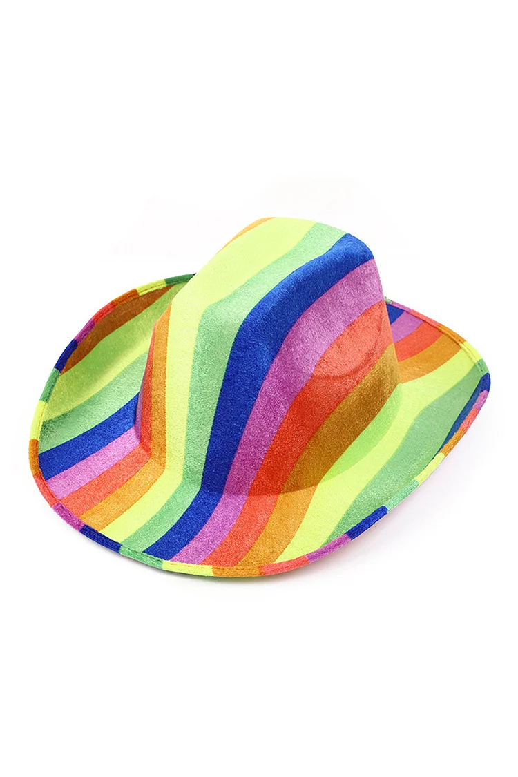 Rainbow Striped Sun-Shade Cowboy Hat