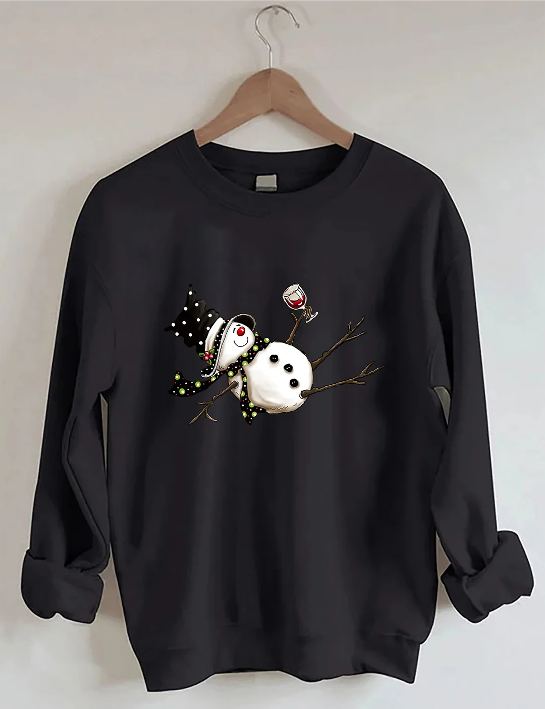 Drunk Snowman Drinking Wine Sweatshirt