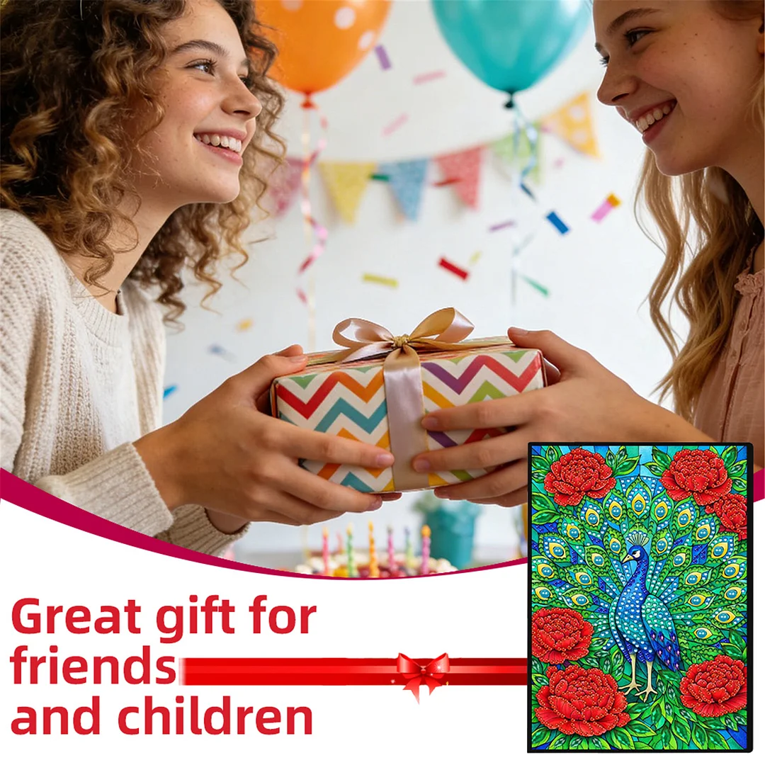 DIY Flower Diamond Painting Journals Notebooks 50 Pages A5 No Lines Special Shaped Diamond Art Kits for Beginners Craft Lovers and Artists (Peacocks)