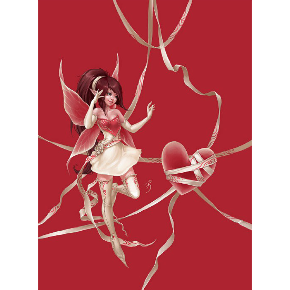 

30*40CM - Round Drill Diamond Painting - Heart Girl, 501 Original