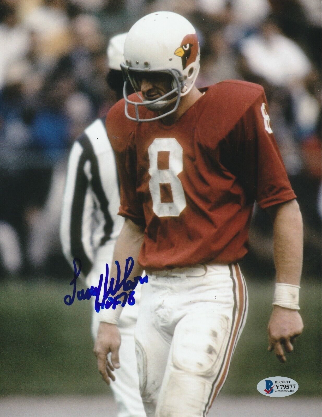 LARRY WILSON Signed Arizona CARDINALS 8x10 Photo Poster painting with Beckett COA & HOF Inscrip