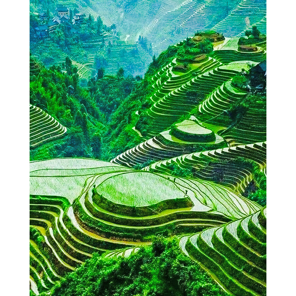 

40*50CM - Round Drill Diamond Painting - Terraces, 501 Original