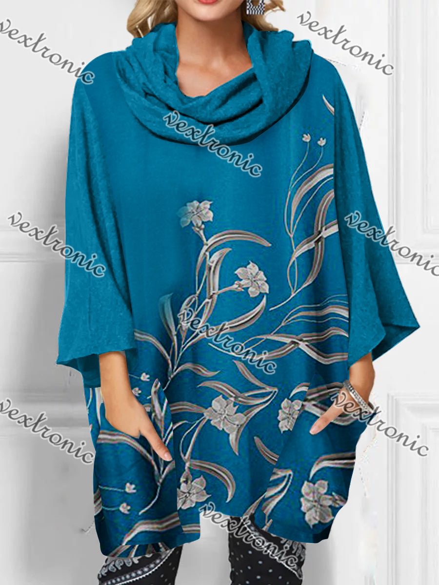Women's Scoop Neck 3/4 Sleeve Floral Printed Tops